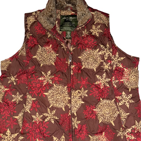 Eddie Bauer Festive Snowflake Puffer Vest - Picture 1 of 6